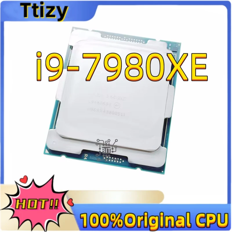 Core i9 7980XE CPU 14nm 18 Cores 36 Threads 2.6GHz 24.75MB 165W LGA2066 For Desktop X299 motherboard Core i9-7980XE processor TB