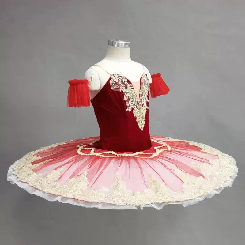 Adult Kids Red Professional Ballet Tutu Dress Classic Ballerina Ballet Dance Costume Pancake Platter Tutu Women Girl Party Dress