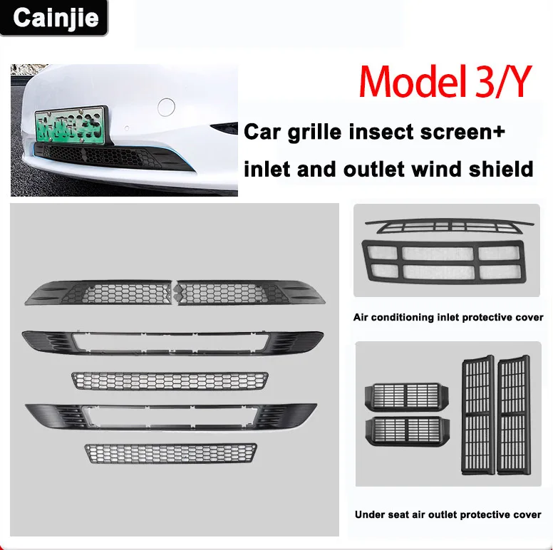 For Tesla Model 3 Model Y 2017-2023 Grille Insect Screen Protective Cover Air Conditioning Vent Seat Under Air Outlet Mask