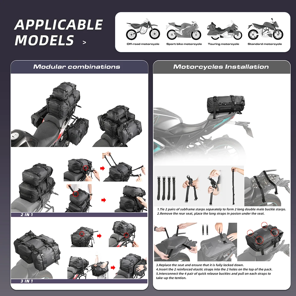 Rhinowalk motocykl zadek brašna 100%waterproof cyklistika batoh 8L 15L 30L motorový strana jezdecké sedlo pack cestovní brašnářské skříňka příslušenství