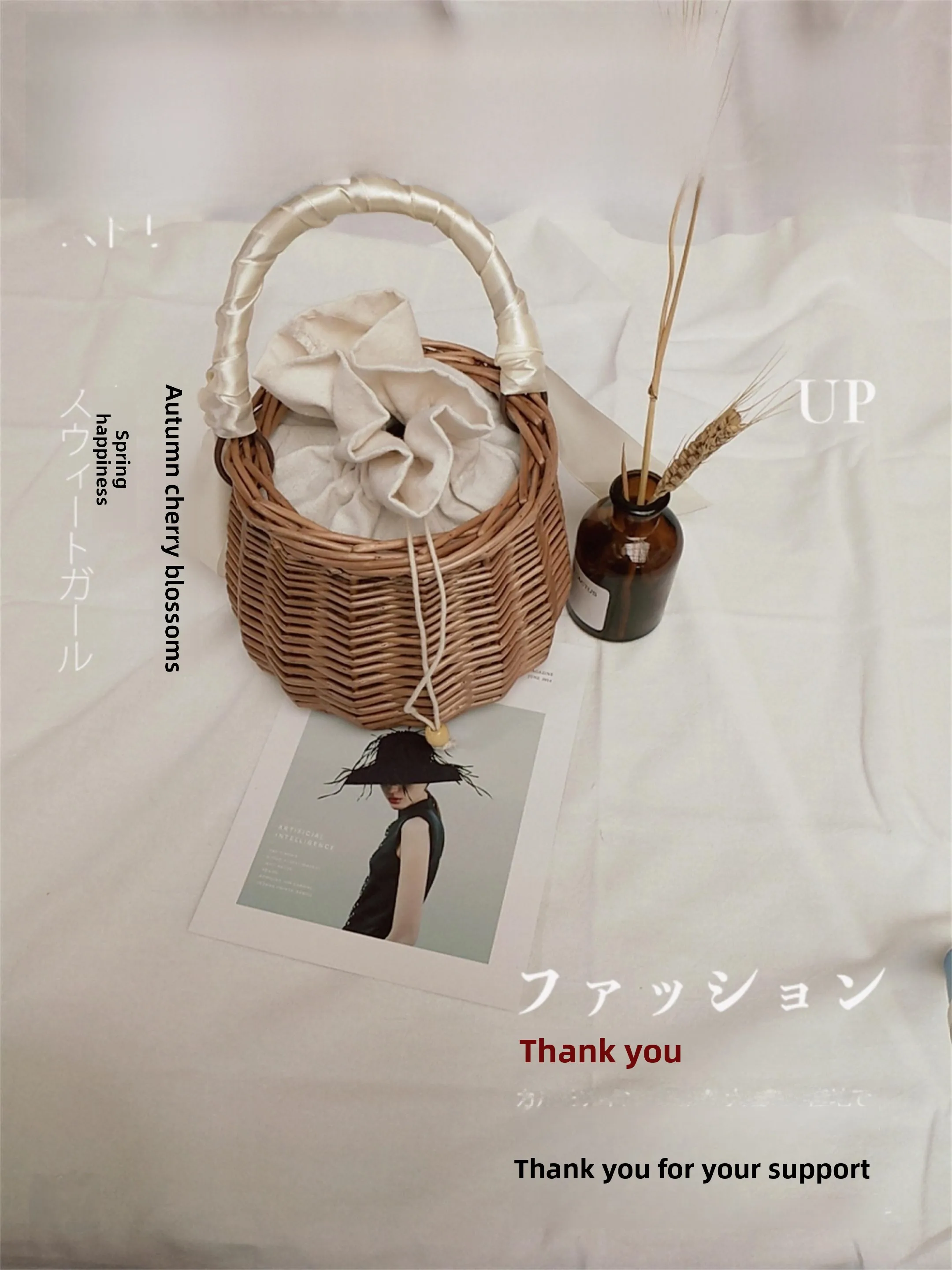 الرجعية يده سلة Wier حقيبة St النسيج مادة الخيزران الشاطئ Vaion op حقيبة الشباب عادية Buet قرد حقيبة يد