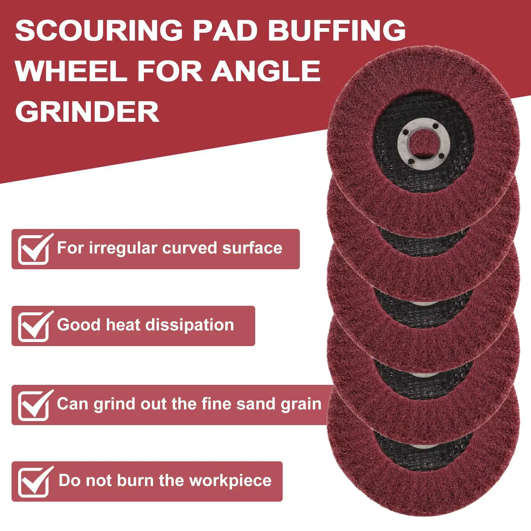 A98E-5Pcs 4 Inch Nylon Fiber Flap Disc Polishing Grinding Wheel,Scouring Pad Buffing Wheel For Angle Grinder