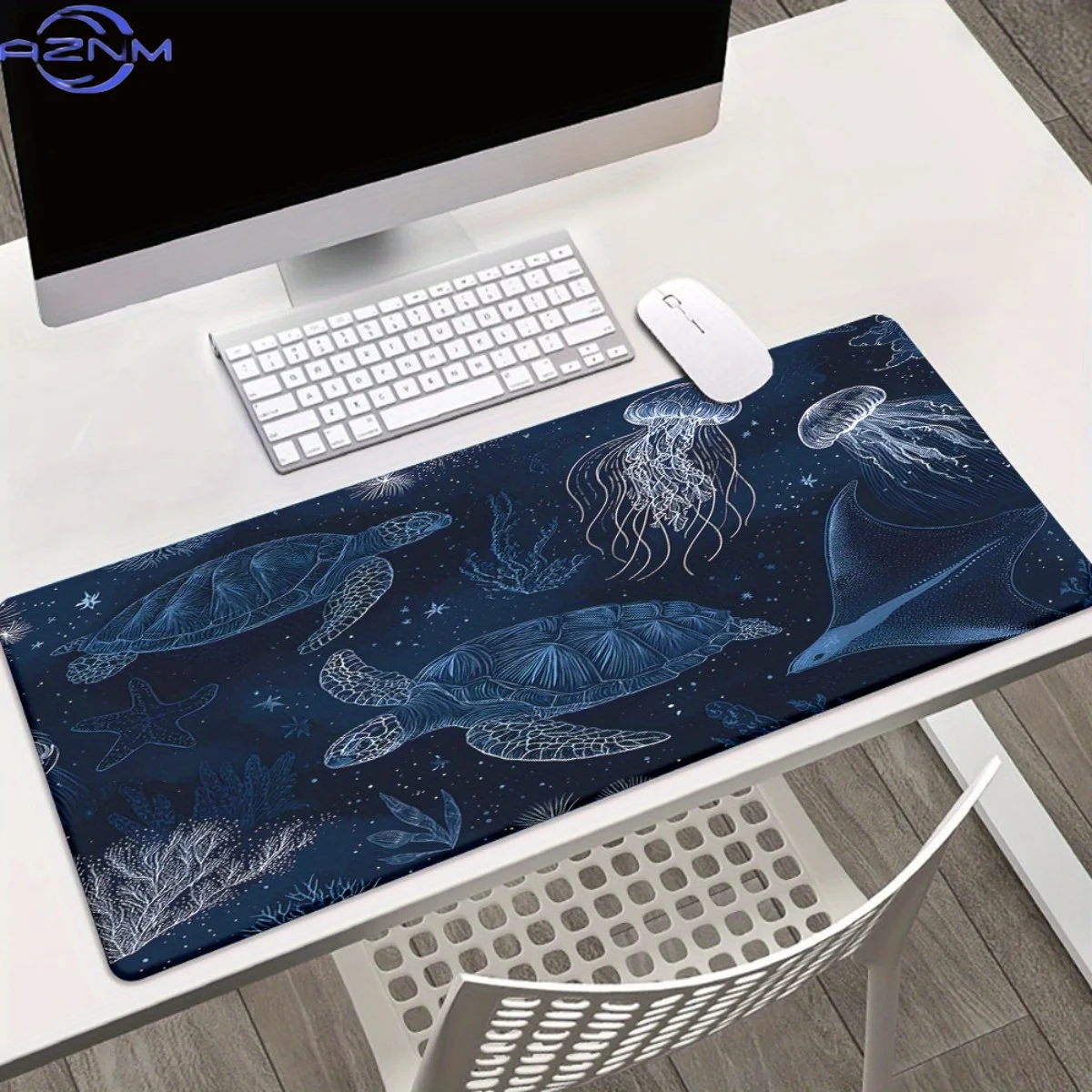 1pc of HD Printed Desk Pad Featuring Sea Turtles And Jellyfish Pattern, a Multifunctional XXL Mousepad, Perfect for Computer Gam
