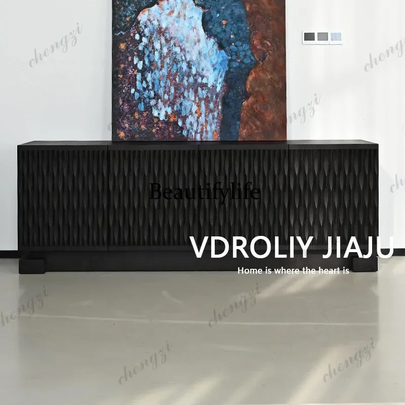 C178Italian Minimalist Designer Solid Wood Entrance Cabinet  Advanced Sense Sculpture Living Room Edge Cabinet Bedroom Locker