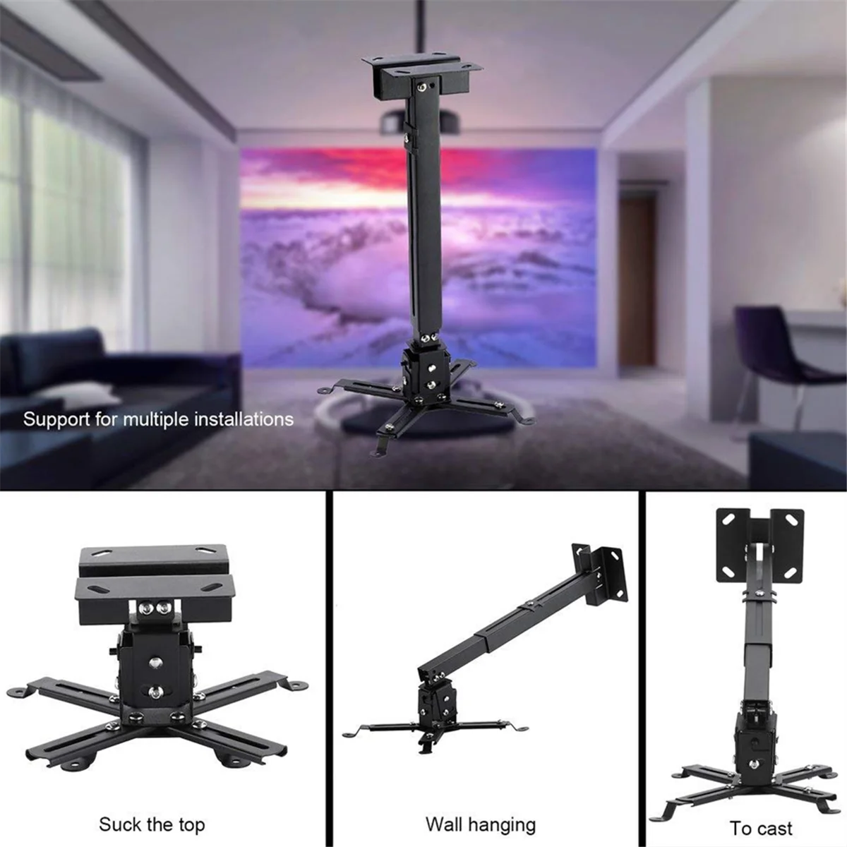 Universal C6 C2 C3 TD96 TD97 Projector Ceiling Wall Mount Bracket Hanging Bracket YG650 C6 M19 K25 Projector Stand Black