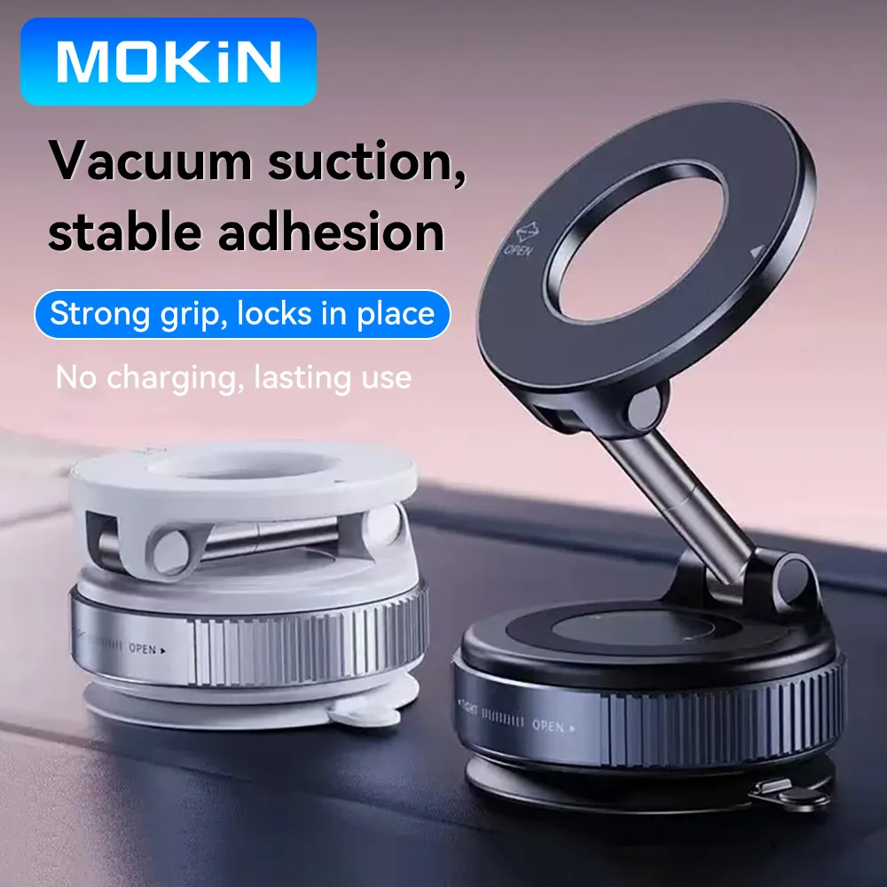 

Car Mount Electric Vacuum Magnetic Holder Foldable Strong Suction Stand For Cell Phone For iphone 12 13 14 15 16 Live Streaming