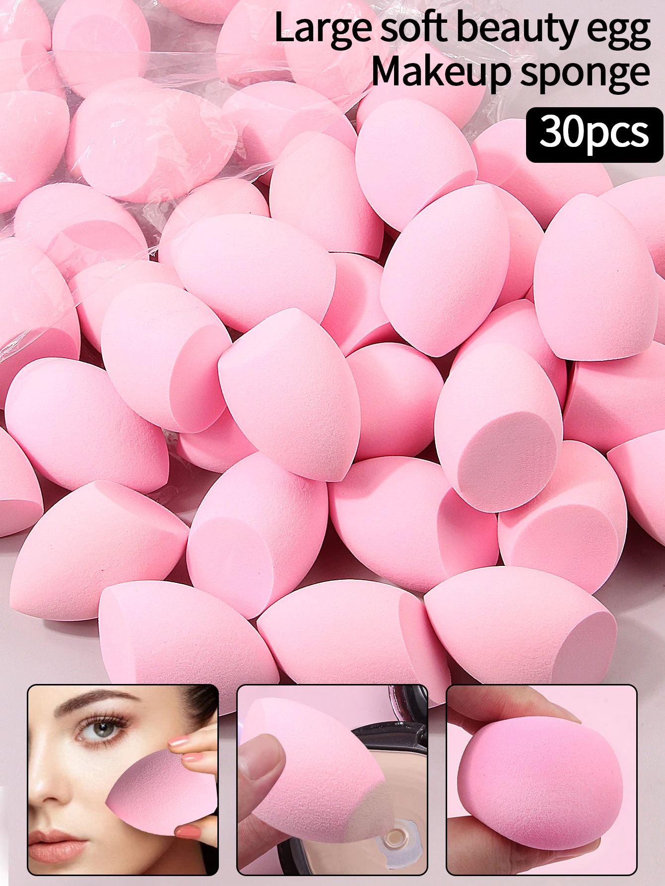 30PCS Dry/Wet Not eating flour Makeup Sponge Egg Set, Not eating flour Applicable For All Skin Types, Soft And Durable For Every