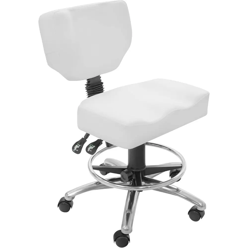 

Edition Esthetician Medical Drating Stool with Back Cushion Tattoo Hydraulic Chair in Black and White Col(White)
