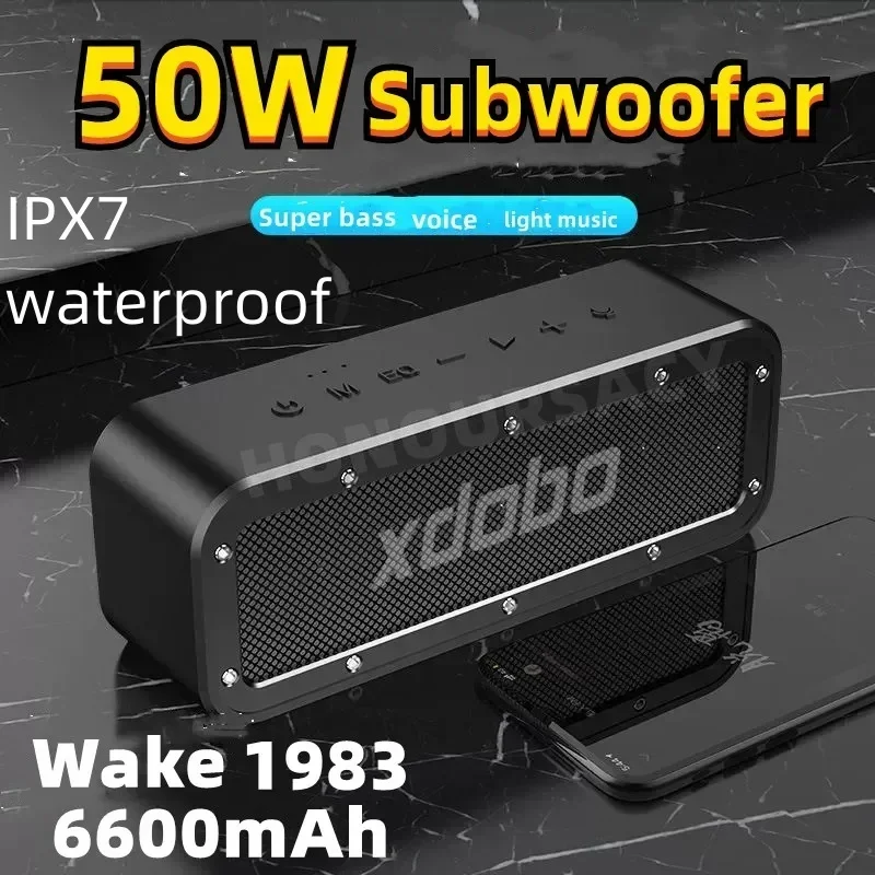 XDOBO 1983 Outdoor Waterproof IPX7 Bluetooth Speaker HIFI Portable Wireless Subwoofer High Power 50W Boombox Sound Column TWS/TF