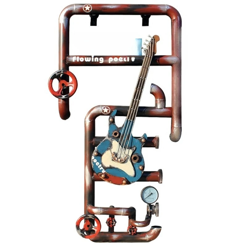 

Retro punk creative bar club villa metal guitar decoration wrought iron background wall three-dimensional wall hanging