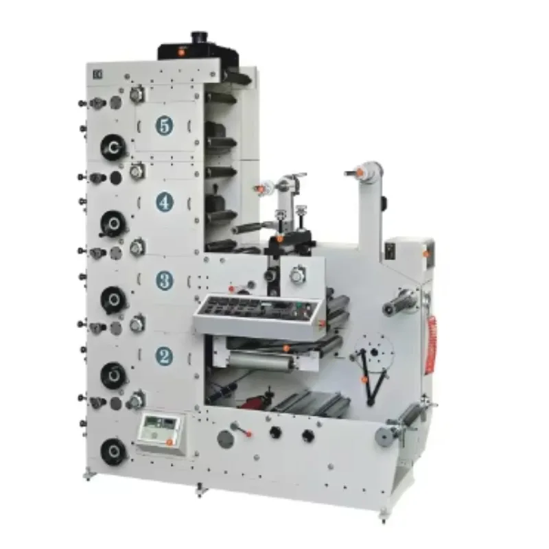 5 Color Paper Label Flexo Printer Machine Pet Film Flexographic Printing Machine Web Guide Anilox Roller Plate Cylinder