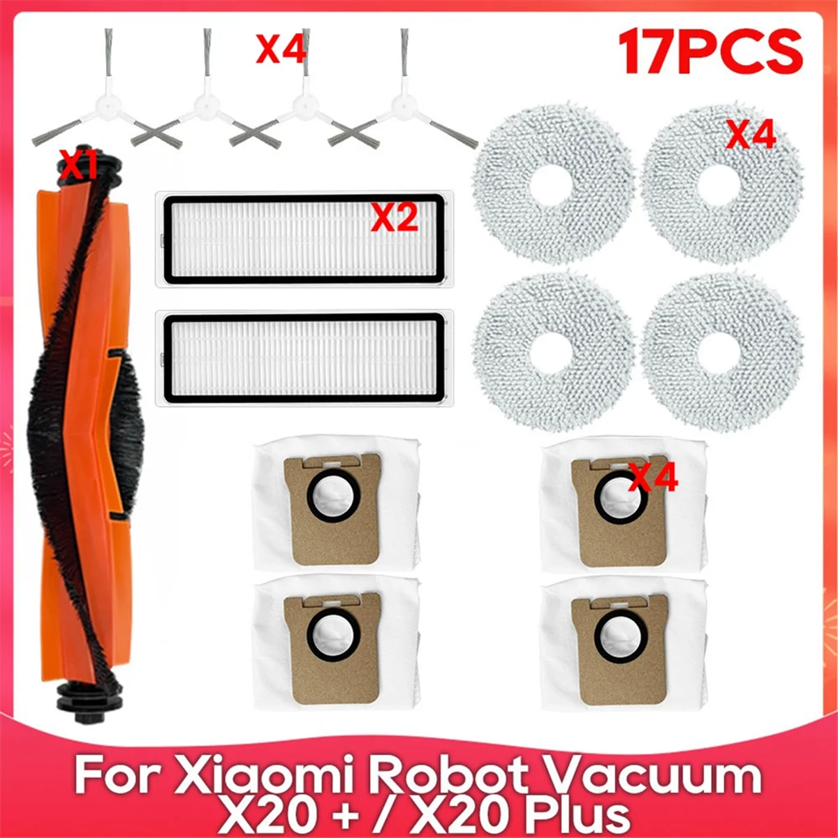Für Xiaomi Robot Vacuum X20 + / X20 Plus Hauptseitenbürste Hepa-Filter Mopp Tuch Staubbeutel Zubehör