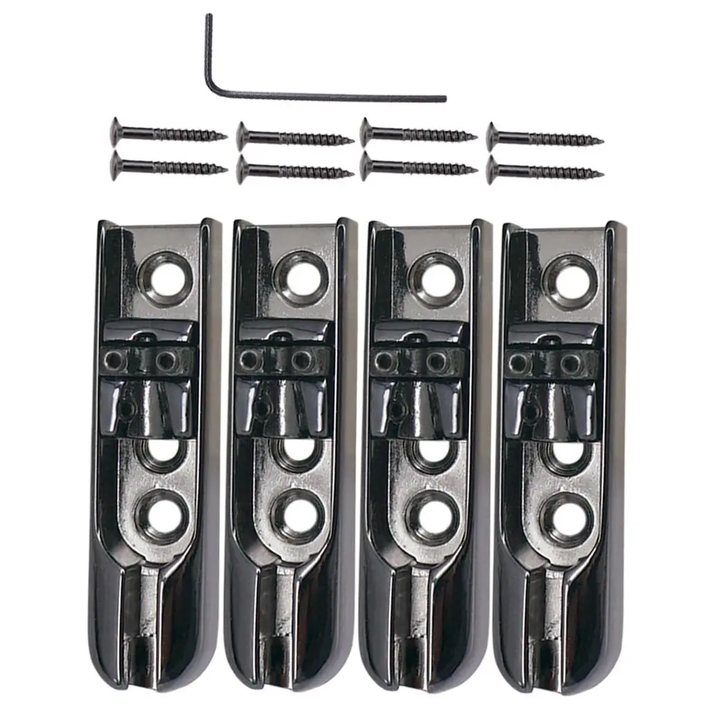 A Set Of 4 Pcs Single Individual Bridge Guitar Bass Single Bridge with 8 pcs Screws for 4 String Bass Guitar