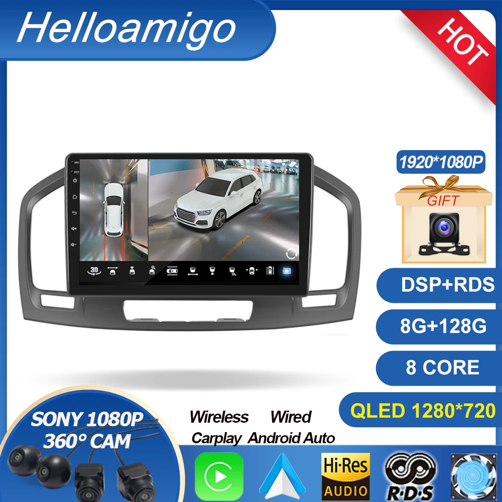 

for Buick Regal For Opel Insignia 2009-2013 Car Radio Multimidia Video Player Navigation GPS Carplay 4G 2din 9" Android 13