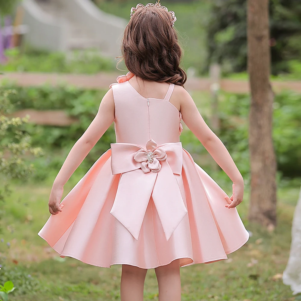 Summer Flower Party Girls Dress Elegant Bow Birthday Christmas Princess Kids Dress For Girls Wedding Bridemaid Prom Gown Vestido