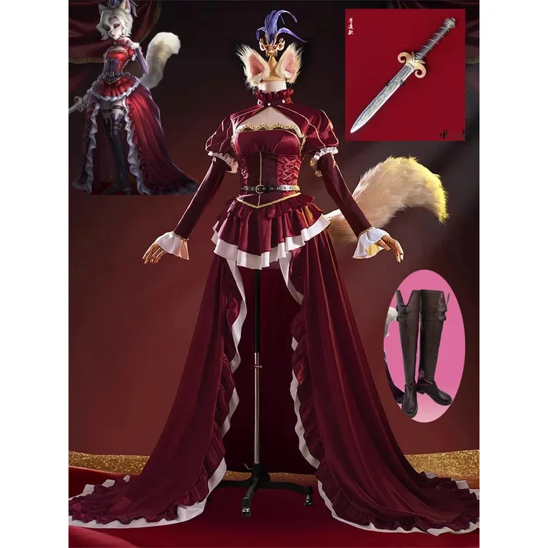 Identity V Bloody Queen Cosplay Mary New Skin Archduchess Costume Wig Shoes Ear Prop For Women Halloweenx;8'm6,
