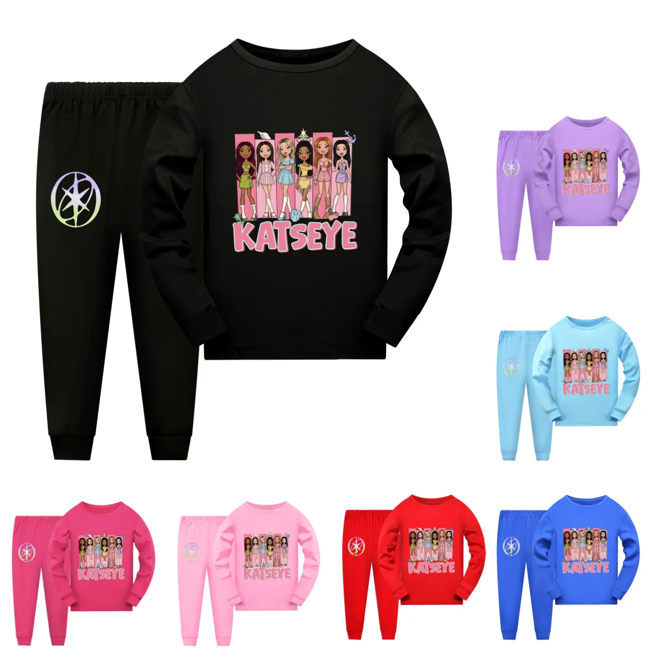 Hot Katseye Funny Print  Nightwear Fashion Kids Clothes Baby Girls Pajamas Boys Long Sleeve Pyjamas Children Sleepwear Suit 5349