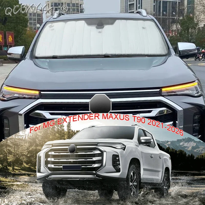 Car Aluminum Foil Foldable Sun Shade Cover For MG EXTENDER MAXUS T90 2021-2027 Auto Anti-UV Heat Insulation Windshield Sunshades