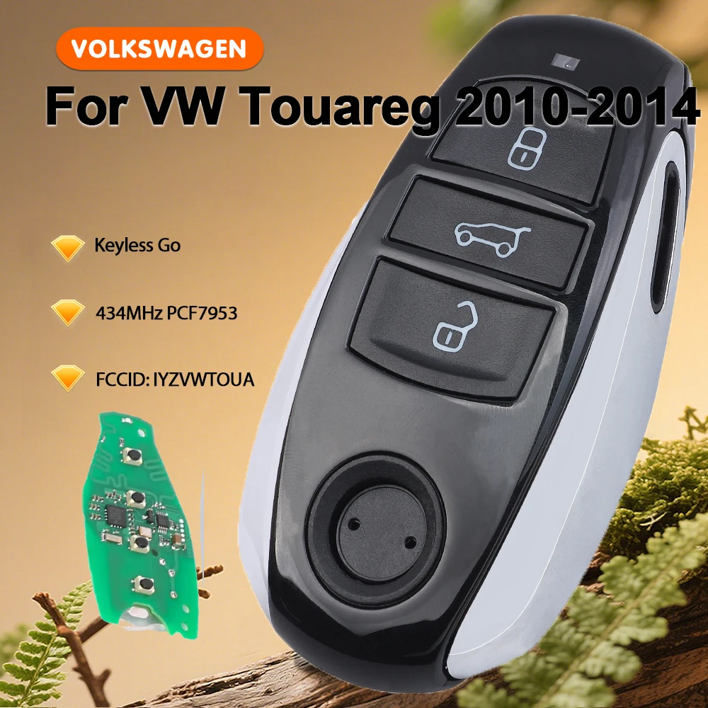 

Беспроводной смарт-ключ KEYECU Keyless Go 434 МГц с 4 кнопками для VW Touareg 2011-2016