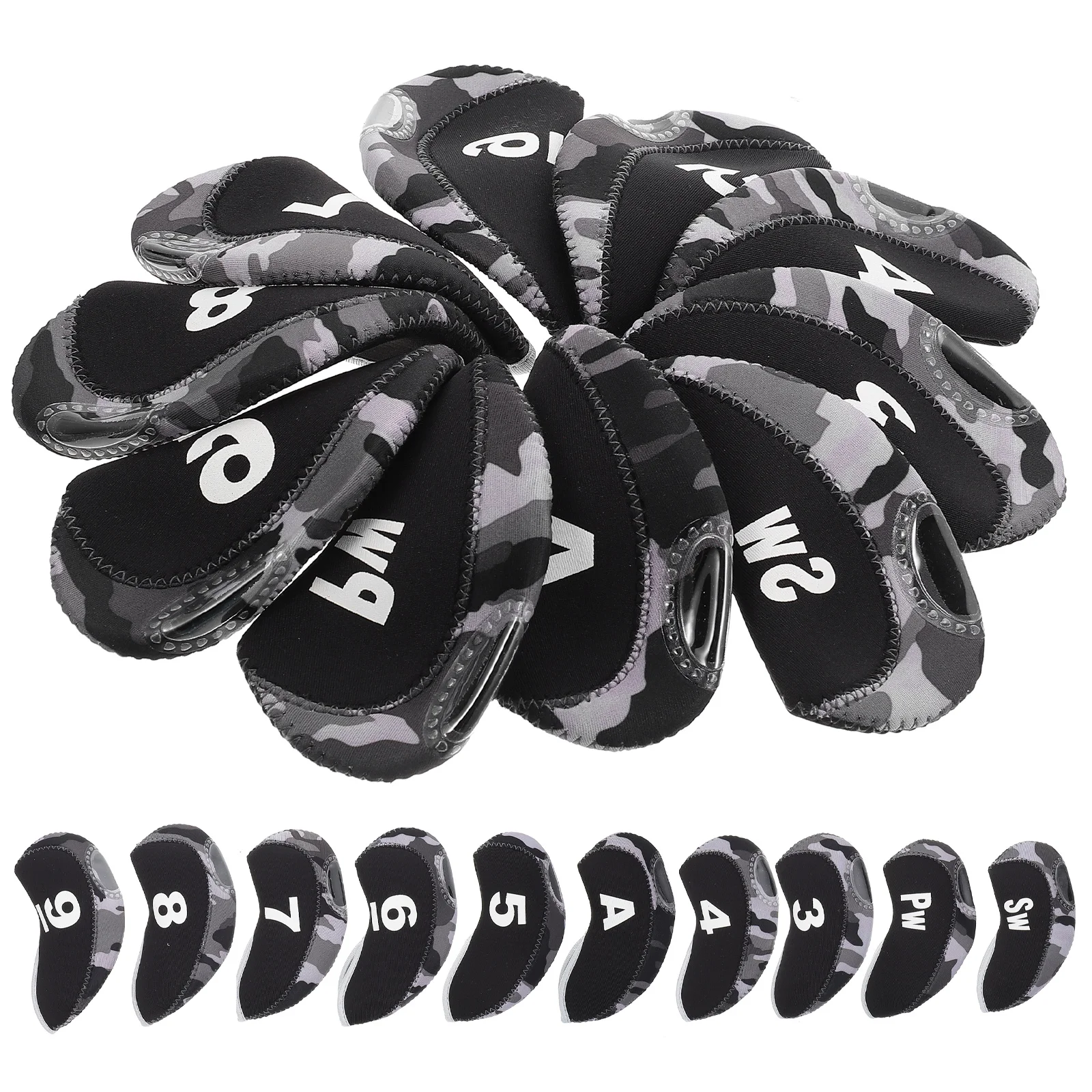 10 Pcs Putter Golf Iron Sets Club Protector Golfs Cover Portable Neoprene Supply Camouflage