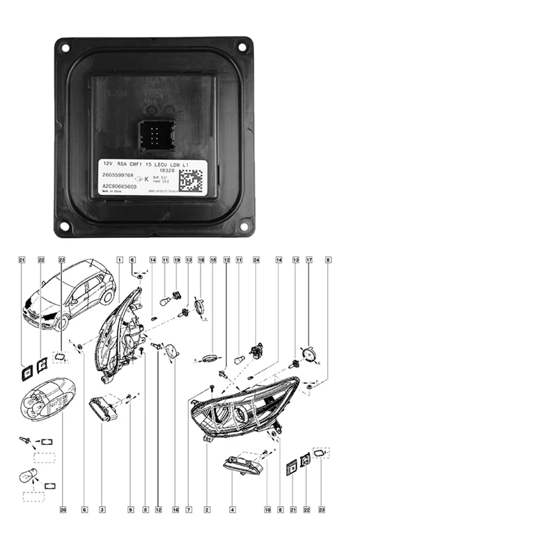 

ABNF!Car Headlight Driver Unit Module 260559976R For Renault Megane Captur 2013-2019 Running Daytime Light Module A2C90665603
