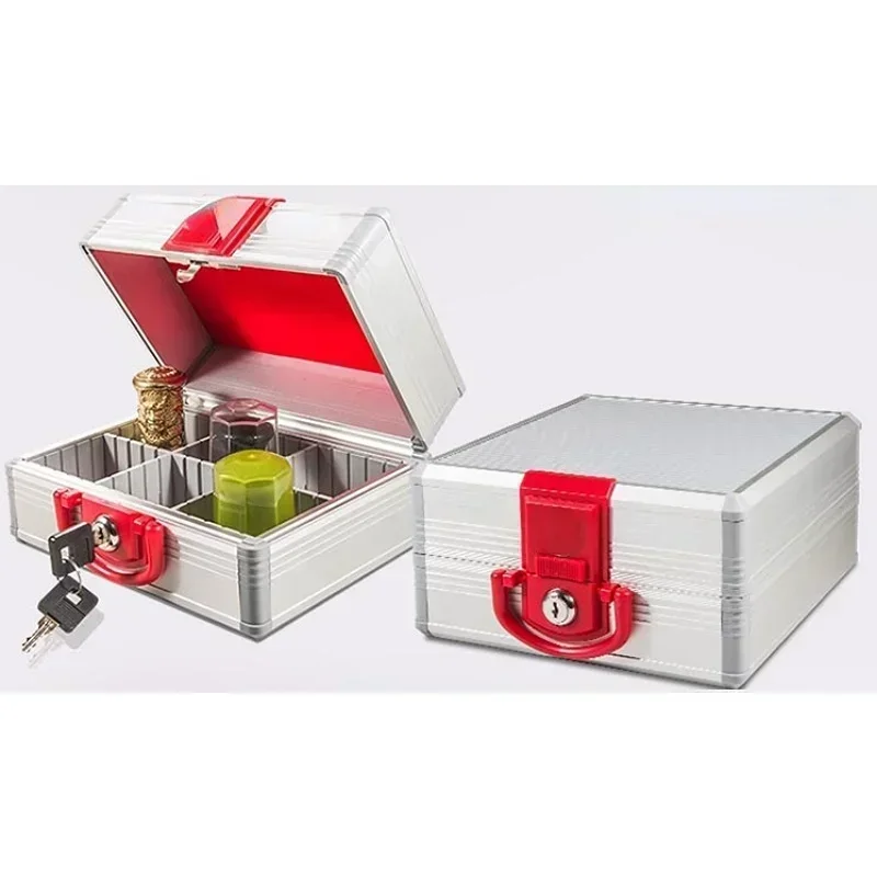 Portable office supply box with 6 or 9 compartments, adjustable aluminum alloy PC, suitable for storing company financial seals.