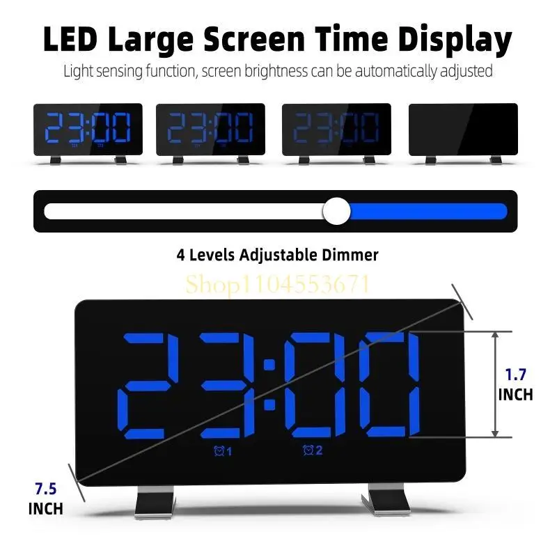 

Best Seller Wake Up Vibrating Alarm Clock Night Light Snooze Adjustable for Heavy Sleepers