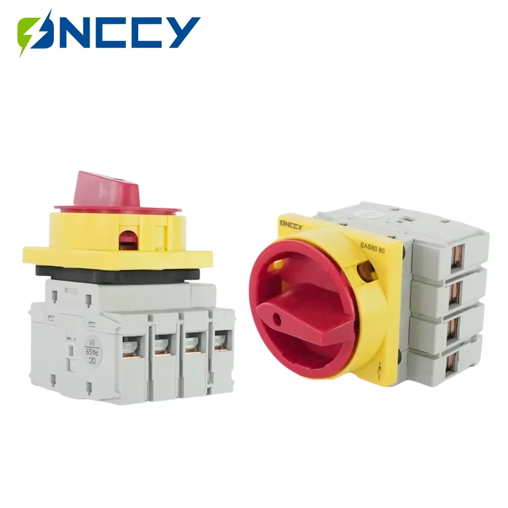 ONCCY EAS80 AC Isolation Switch,4P AC lsolator Panel Mounting 80A Rotating Handle with Lock, Disconnector Switch