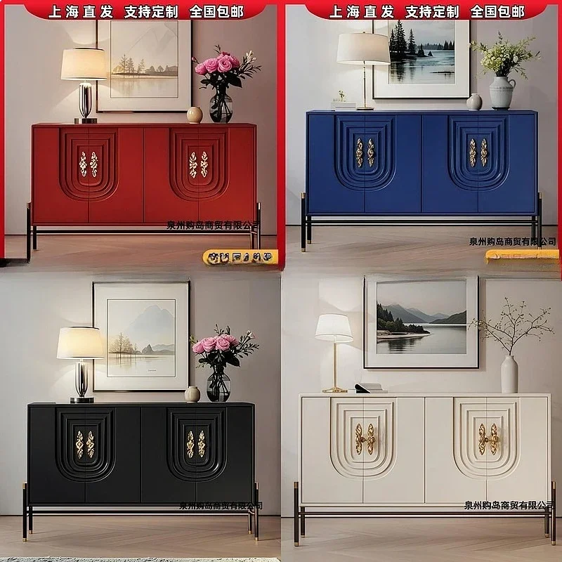 N80 Minimalist Art Wabi-Sabi Sideboard Storage Cabinet Italian Style High Gloss Paint Entryway Cabinet Modern Home Furniture