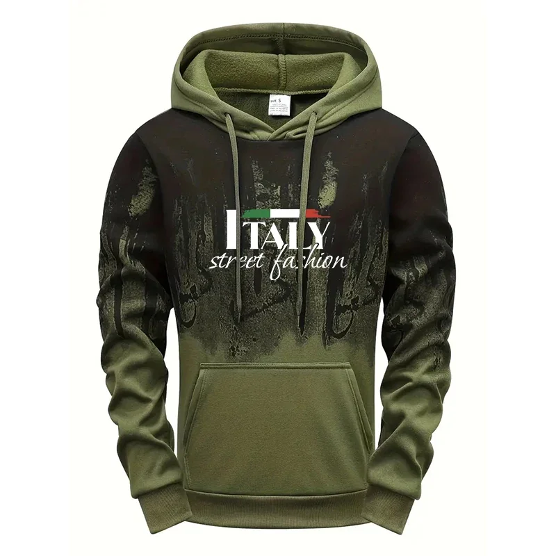 

Men's Hooded Sweatshirts Italy Fashion Printed Pullover Male Autumn Winter Daily Casual Sports Hoodies Gym Fitness Hoody Coats