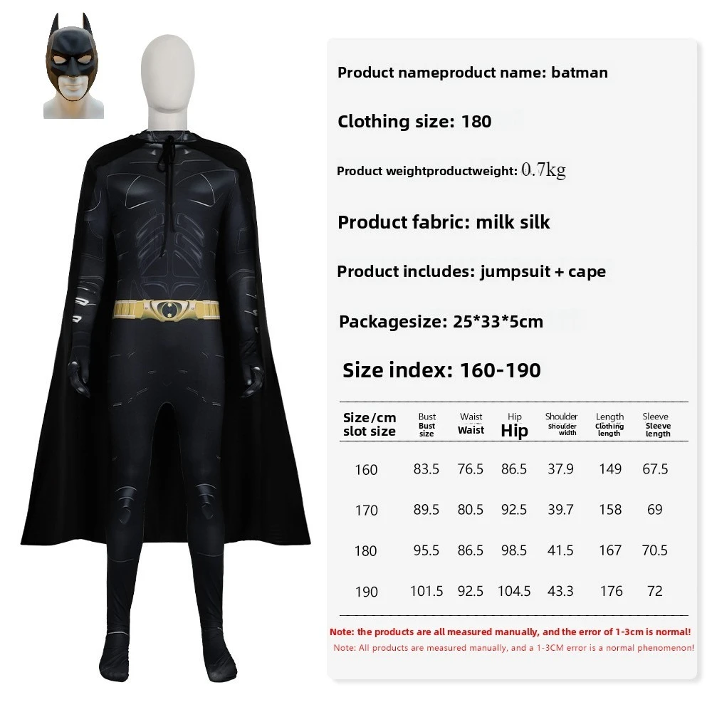 Superhero Bat Bruce Wayne Men Cosplay Jumpsuit Armor Cloak Costume Set Halloween Party Roleplay Bodysuit Cape Zentai Suit Outfit