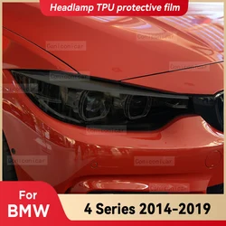 For BMW 4 Series F32 F33 F36 2014-2019 Car Headlight Smoked Black TPU Protective Film Front Light Tint Change Color Sticker