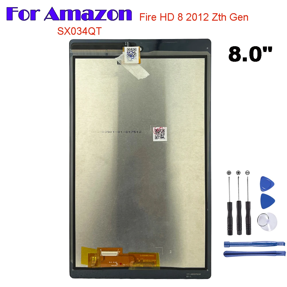 8.0" AAA+ For Amazon Fire HD 8 2017 7th Gen 8" SX034QT LCD Display Touch Screen Digitizer Glass Assembly Repair Parts