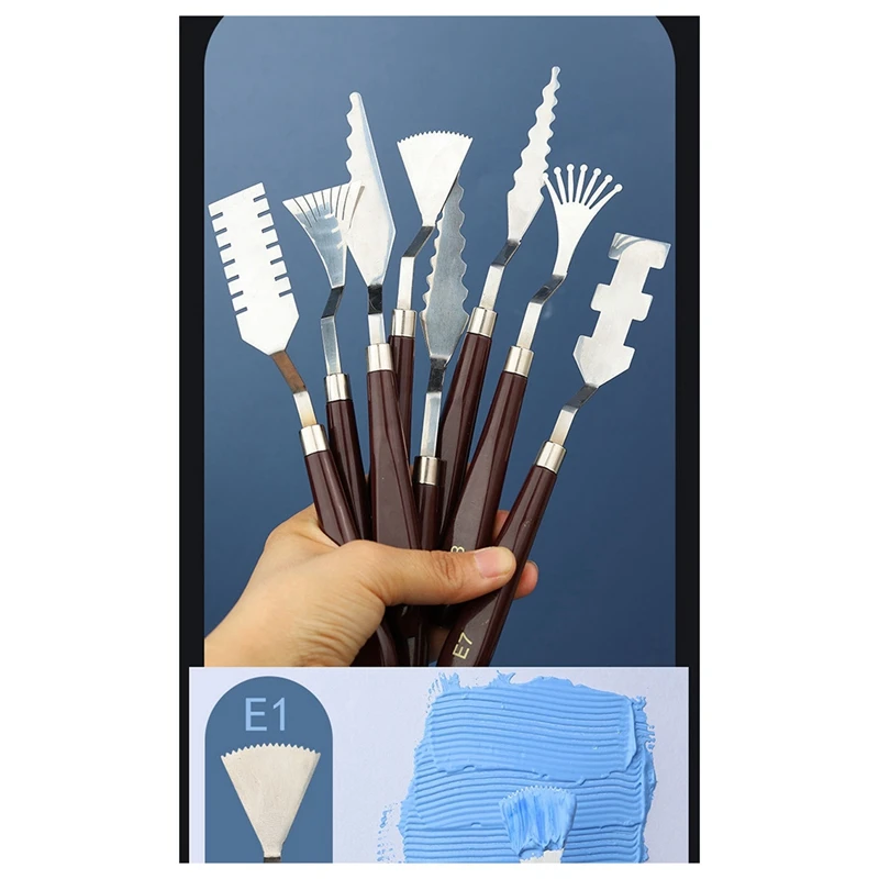 9PCS Stainless Steel Palette Scraper Set Spatula Palette Knife Painting Mixing Scraper Set