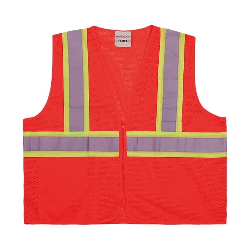 Men\'s cheap hi vis vest reflective safety vest reflective clothing waistcoatReflective Stripe Fluorescent yellow