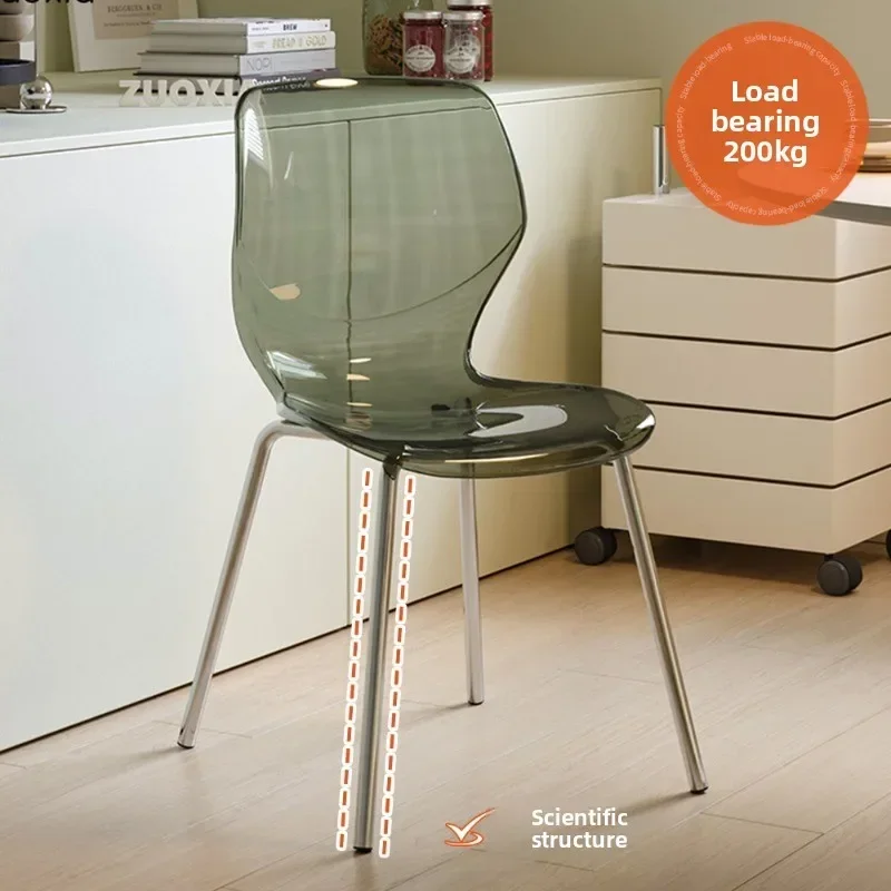 Transparent Acrylic Chair Metal Backrest Small Apartment Household Dining Chair Transparent Crystal Negotiation Plastic Chair