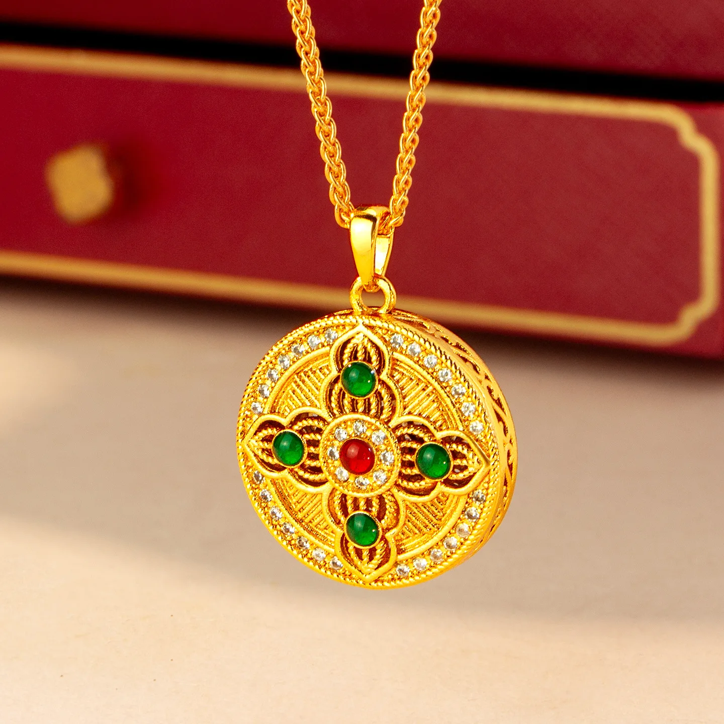 

Luxury 24K 9999 Pure Gold real gold Women's Silk Diamond Pendant Necklace