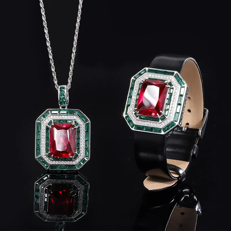 

New Bead DesignSFull Body Hot Selling Genuine Red Corundum Square Bead Luxury Jewelry
