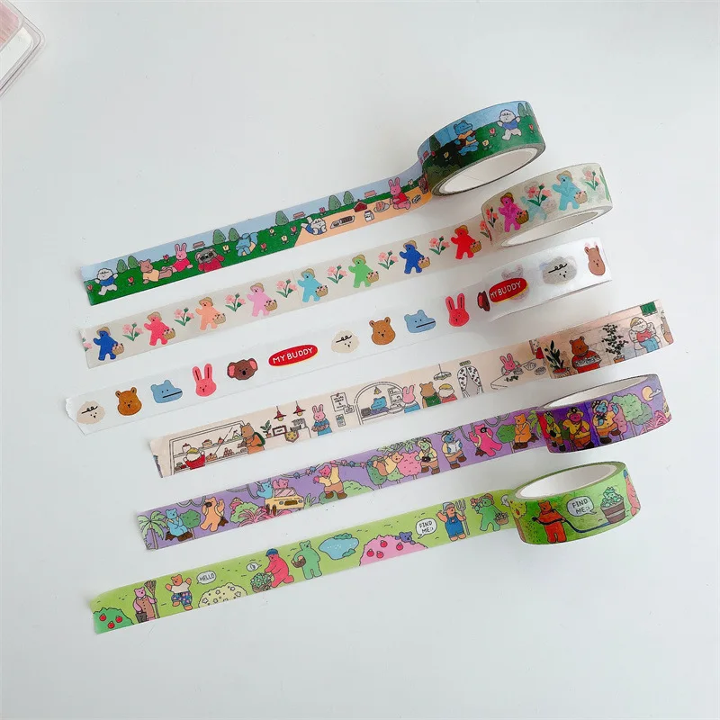

50 pcs/lot 15mm*5m Cute Rabbit Bear Washi Tape Decoration Sealing Stickers Scrapbooking Adhesive Masking Tape Stationery Supply