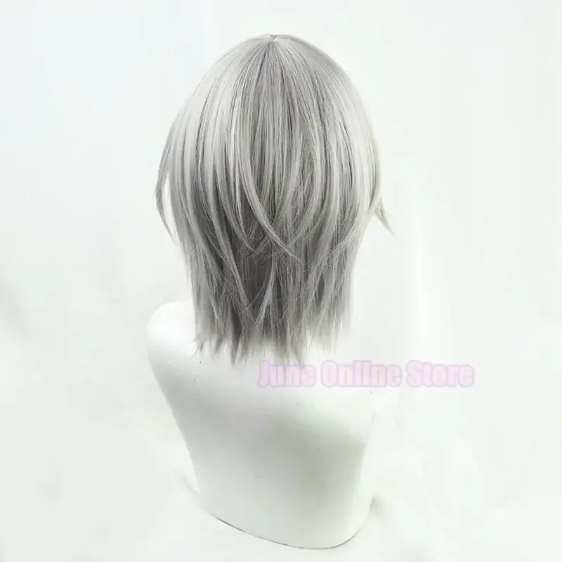 Hinomori Wig Cosplay wanita, kostum rambut palsu abu-abu poni pendek proyek Peluca Anime panggung warna-warni Leo/need XC