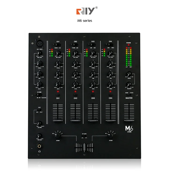 M6 Professional Dj Four input channels three-band EQ KTV Audio Mixer