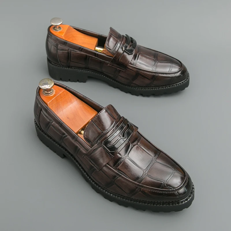 

Men Fashionable Loafers Black Brown European American Casual Comfortable Brand Office Leather Shoes Gentleman's Shoes Men