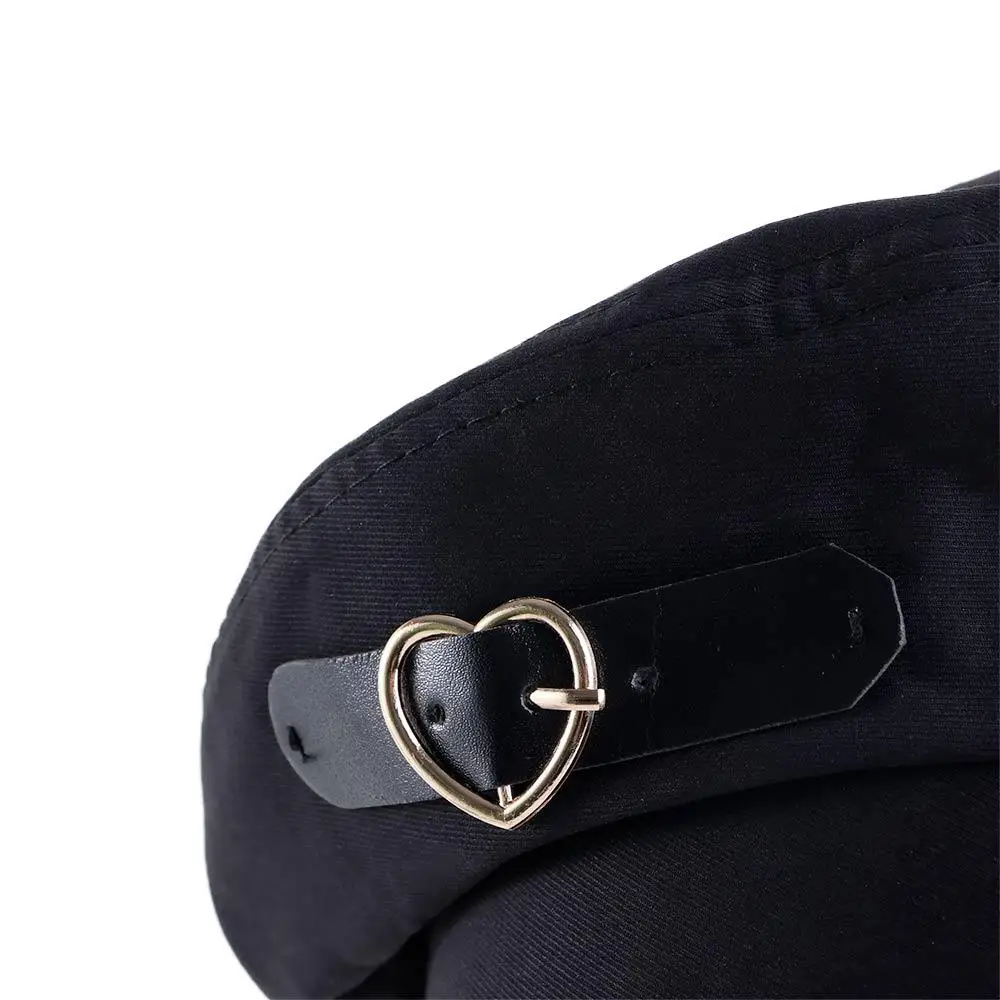 Adjustable Korean Autumn Winter Female Girls Beret Love Heart Leather Buckle Painter Hat Women Caps