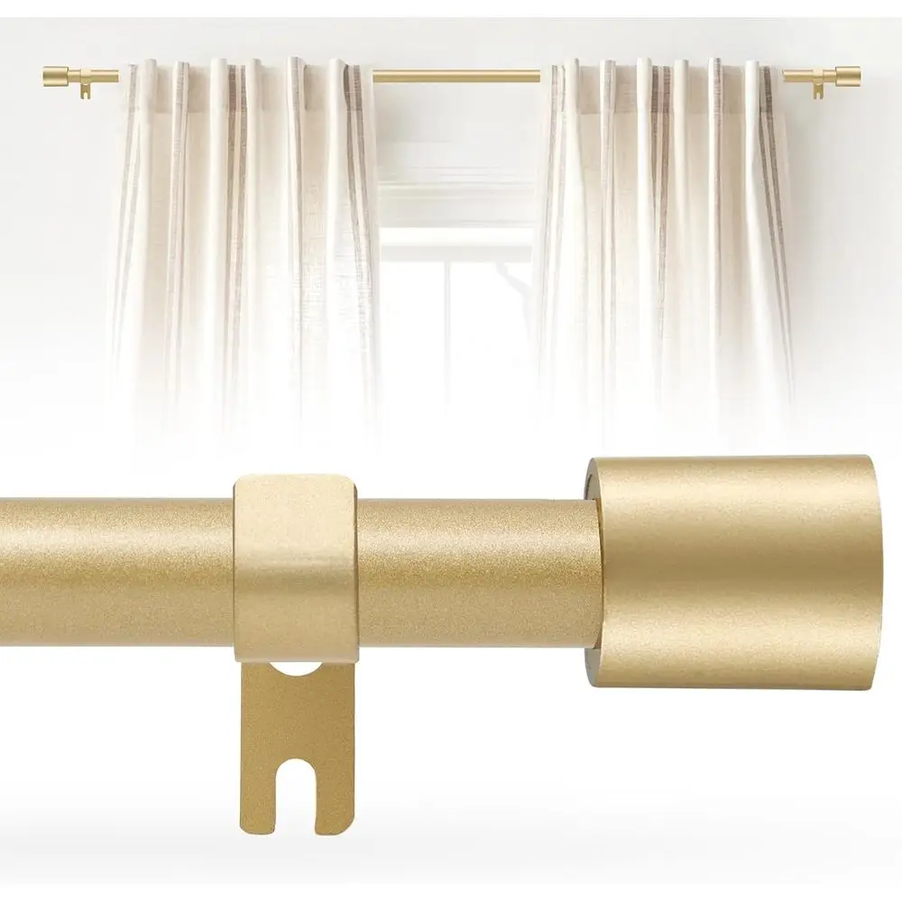 Gold Curtain Rod 28 to 48 Inch, 5/8 Inch Splice Adjustable Curtain Rod with 2 Brackets, Easy Installation and Simple Ends, Suita