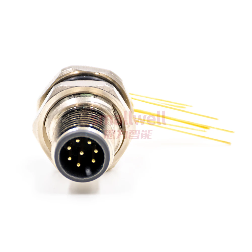 M12 8-core A-pin panel installation socket unshielded bent plug board