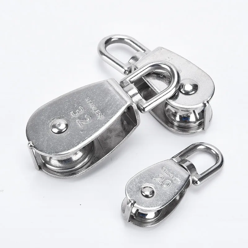 Stainless Steel Swivel Rope Pulley for Outdoor DIY Pulley System Lifting Crane Pulley for Rope Bird Feeder Sun Shade Tent Poles