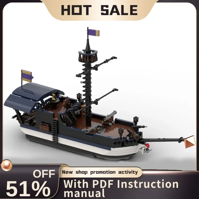 

1666 шт. Moc европейские средневековые пираты серии Sea of Thieves Sloop модель военного корабля креативные идеи императорская игрушка подарок головоломка на заказ