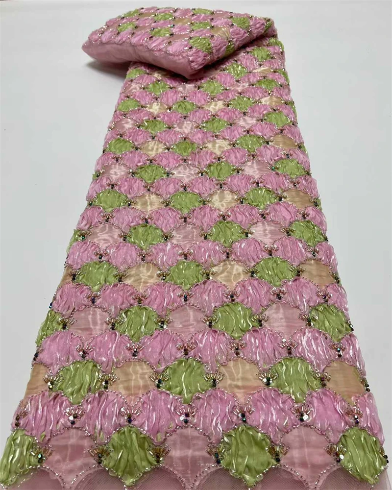 

Африканская французская сетчатая кружевная ткань с блестками, новейшая нигерийская сетчатая кружевная ткань для женских свадебных платьев