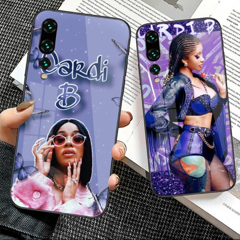 Cardi B Mobile Cell Phone Case for Huawei P50 P40 P30 P20 Pro Mate 40 30 20 Pro Nova 9 8 7 PC Glass Phone Cover Funda