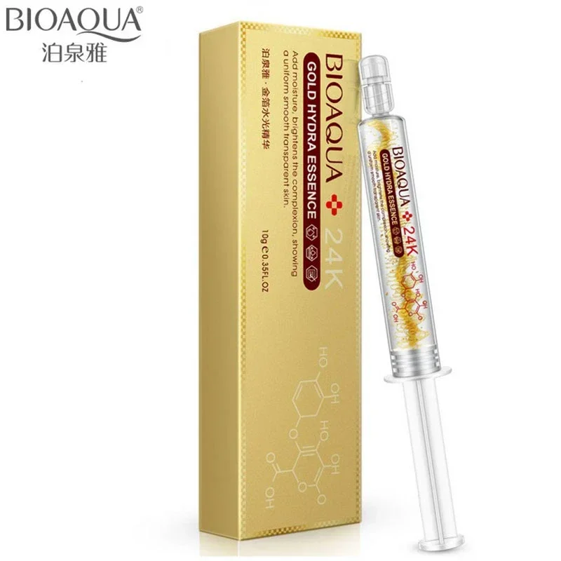 BIOAQUA ماركة 24K الذهب حمض الهيالورونيك السائل العناية بالبشرة ترطيب المضادة للتجاعيد مكافحة الشيخوخة الكولاجين كريم ايسنس 10 مللي